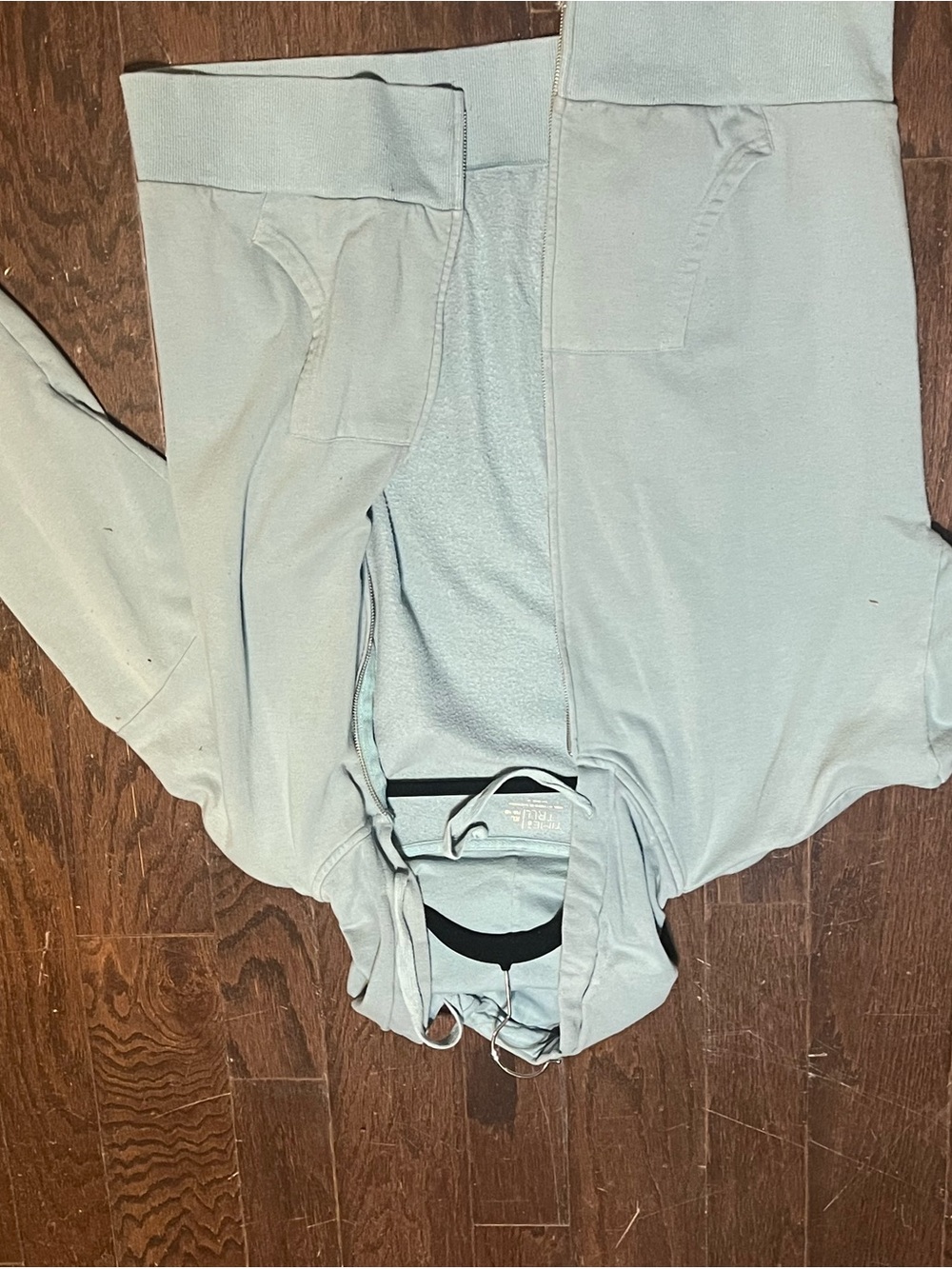Time and Tru Light Blue Hooded Pullover with Drawstring